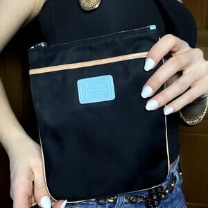 VNTG 2005 COACH Minimalist Chic Black, Tan & Baby Blue On-the-Go Crossbody Bag